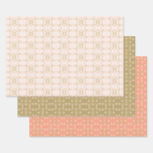 Feuille De Papier Cadeau Corail rose et or