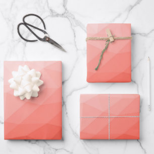 Feuille De Papier Cadeau Corail rose maillage géométrique ombre motif