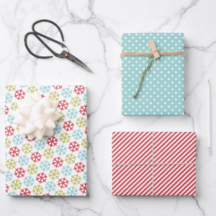 Feuille De Papier Cadeau Corail rose rose Mint bleu vert Flacons de neige