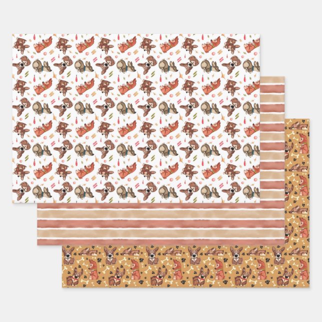 Feuille De Papier Cadeau Corgi (Lot)