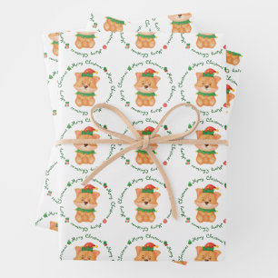 Feuille De Papier Cadeau Corgi Chien Chien Chien Elf mignonne Fête Joyeux N