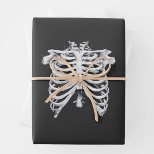 Feuille De Papier Cadeau Costume d'Halloween en cage de côtes de squelette