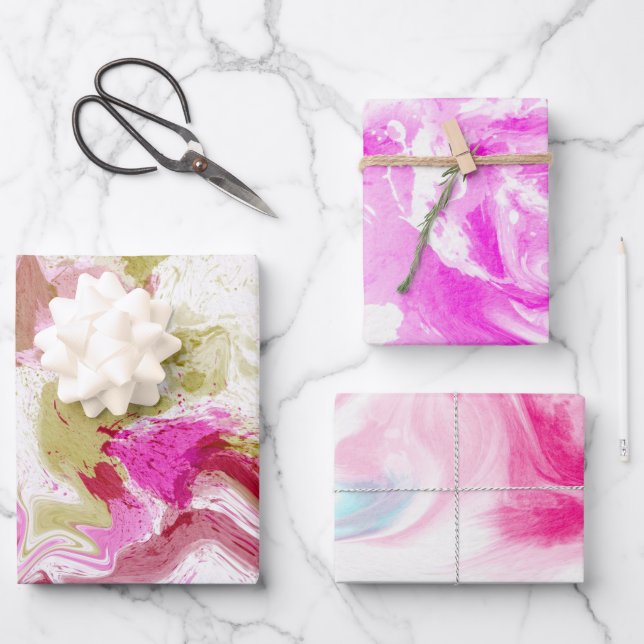 Feuille De Papier Cadeau Coton bonbon rose pourpre (Recto)