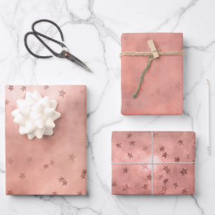Feuille De Papier Cadeau Couché de soleil en nuage de rose doré