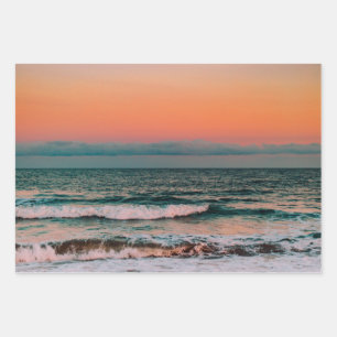 Feuille De Papier Cadeau coucher de soleil sur la mer
