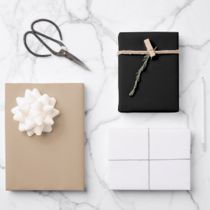 Feuille De Papier Cadeau Couleur Brown minimaliste noir blanc blanc