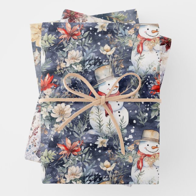 Feuille De Papier Cadeau Couleur d'eau bleu des neiges hivernales (En situation)