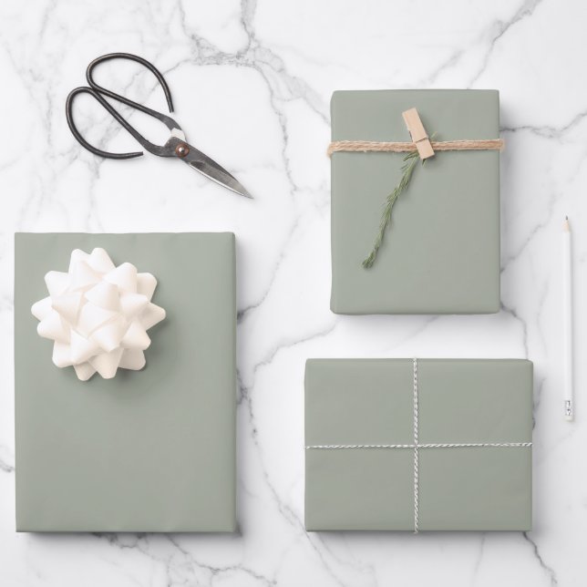 Feuille De Papier Cadeau Couleur solide Désert Sage (Recto)