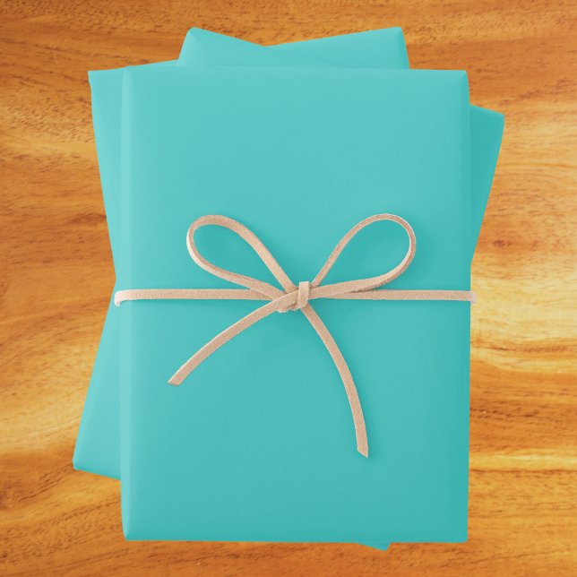 Feuille De Papier Cadeau Couleur solide turquoise moyenne (Créateur téléchargé)