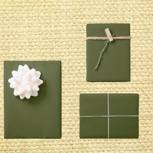 Feuille De Papier Cadeau Couleur solide verte de l'Armée (Créateur téléchargé)