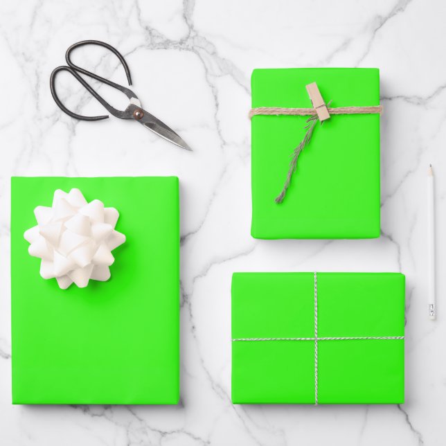 Feuille De Papier Cadeau Couleur solide verte néon (Recto)