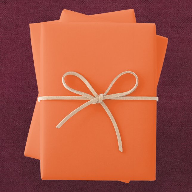 Feuille De Papier Cadeau Couleur vive orange brûlée (Créateur téléchargé)