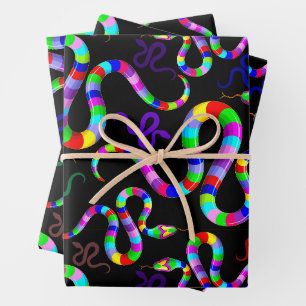 Feuille De Papier Cadeau Couleurs arc-en-ciel psychédéliques serpent