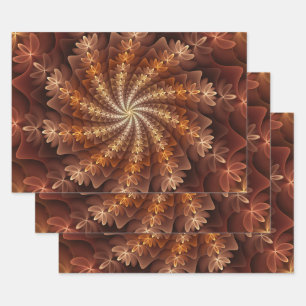 Feuille De Papier Cadeau Couleurs chaudes, Trippy Moderne Motif d'art fract