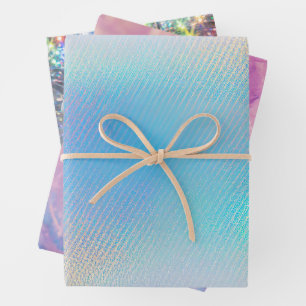 Feuille De Papier Cadeau Couleurs cool Verre de mer et holographie