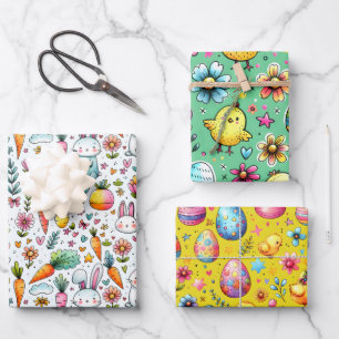 Feuille De Papier Cadeau Couleurs de Pâques