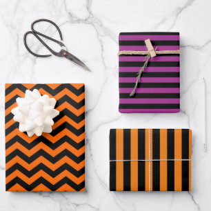 Feuille De Papier Cadeau Couleurs d'Halloween violet orange noir