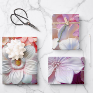Feuille De Papier Cadeau Couleurs Douces Élégantes Pétales de Fleur Rose Fl