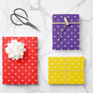 Feuille De Papier Cadeau Couleurs gras et Petite Coeur Trio