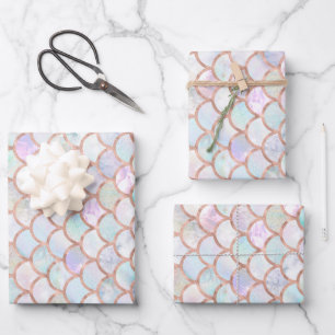 Feuille De Papier Cadeau Couleurs pastel jolies motif écailles de sirène