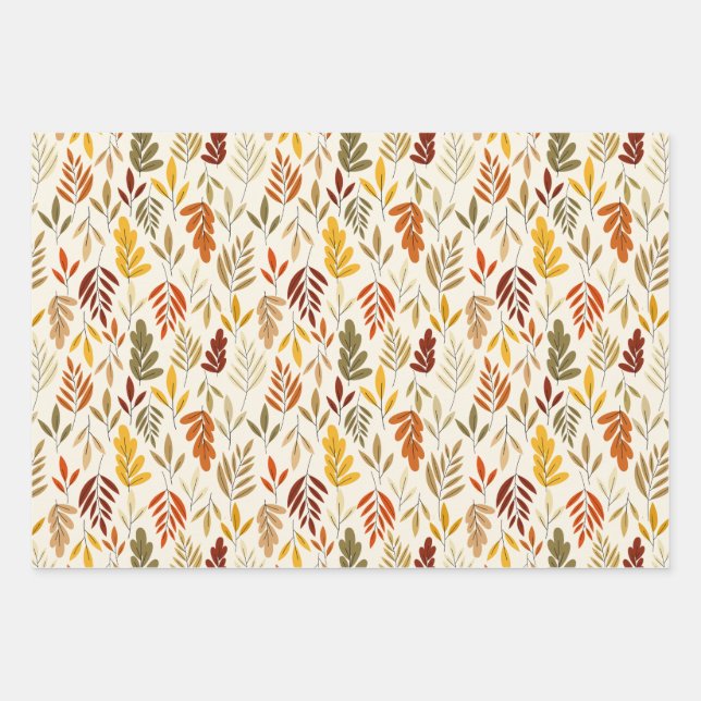 Feuille De Papier Cadeau Coup de Motif pour un automne cosy (Devant)