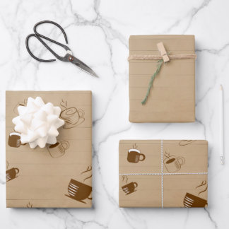 Feuille De Papier Cadeau Coupe de café minimaliste Motif rayé - Geo moderne
