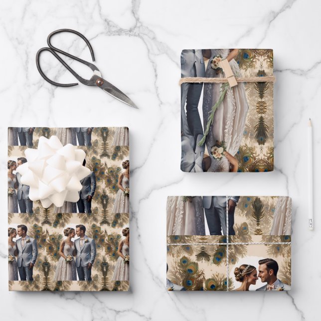 Feuille De Papier Cadeau couple mariage amoureux (Recto)