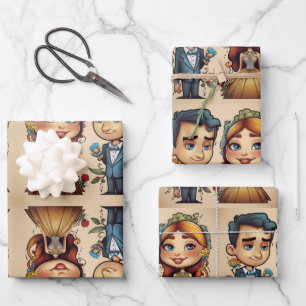 Feuille De Papier Cadeau Couple Mariage mignon