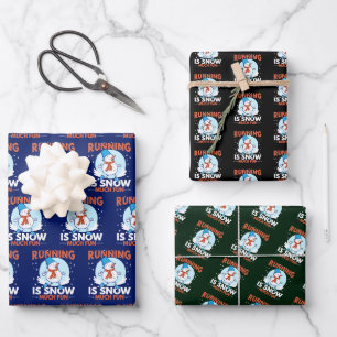 Feuille De Papier Cadeau Coureur par temps froid - Courir est neige beaucou