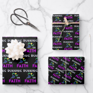 Feuille De Papier Cadeau Courir sur la foi Christian Runner