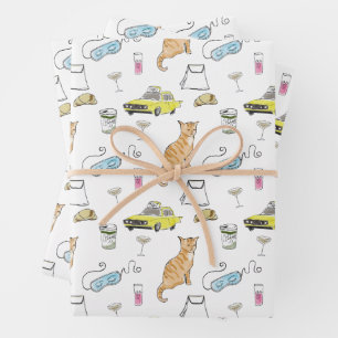 Feuille De Papier Cadeau Couronne de cocktail rétro des années 1960 milieu 