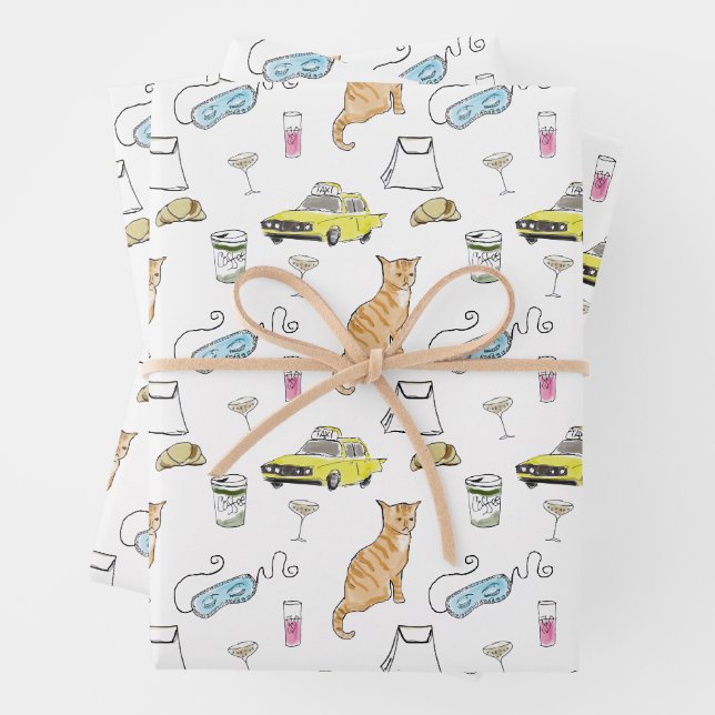 Feuille De Papier Cadeau Couronne de Cocktail Rétro Milieu de Siècle Glamou (En situation)