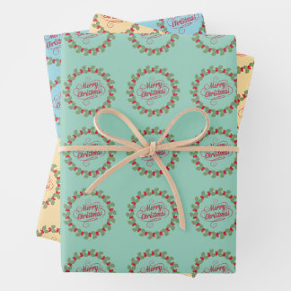 Feuille De Papier Cadeau Couronne de Noël joyeux