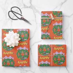 Feuille De Papier Cadeau Couronne graphique de friandises de Noël de Scooby
