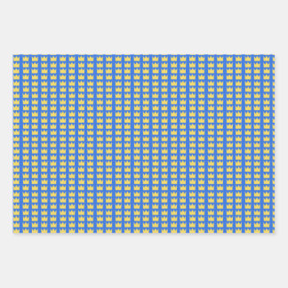 Feuille De Papier Cadeau Couronnes suédoises en bleu et jaune