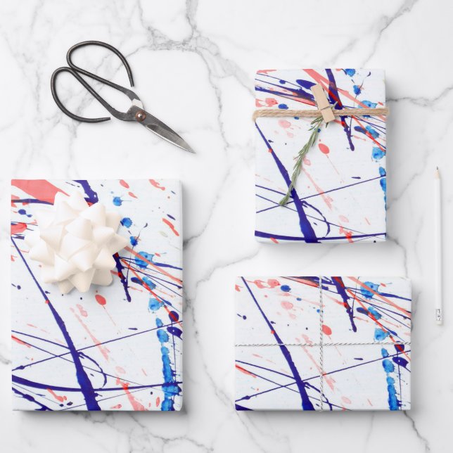 Feuille De Papier Cadeau Coussins de peinture rouge (Recto)