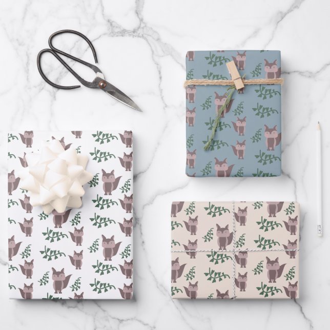 Feuille De Papier Cadeau Couteau Fox Automne Végétation d'automne (Recto)