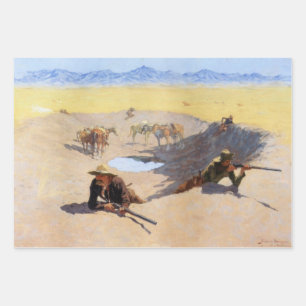 Feuille De Papier Cadeau Cow-boys se battant pour le trou d'eau