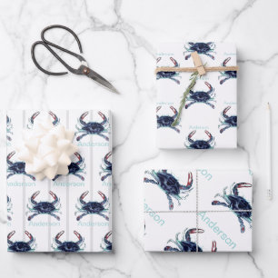 Feuille De Papier Cadeau  Crabe marin bleu marine, Turquoise  