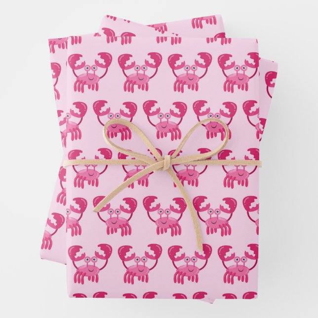Feuille De Papier Cadeau Crabes fête d'anniversaire Pink Sea Creator (En situation)
