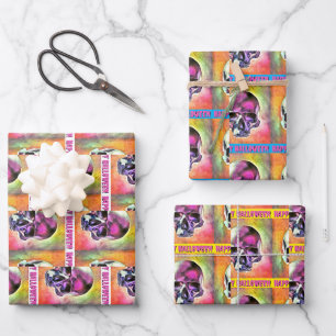 Feuille De Papier Cadeau Crâne peint. Personnalisé