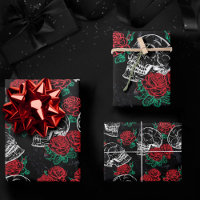 Crânes et roses rouges | Grunge gothique moderne