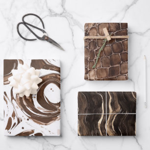 Feuille De Papier Cadeau Creamme Brown Chocolat tourbillons Anniversaire