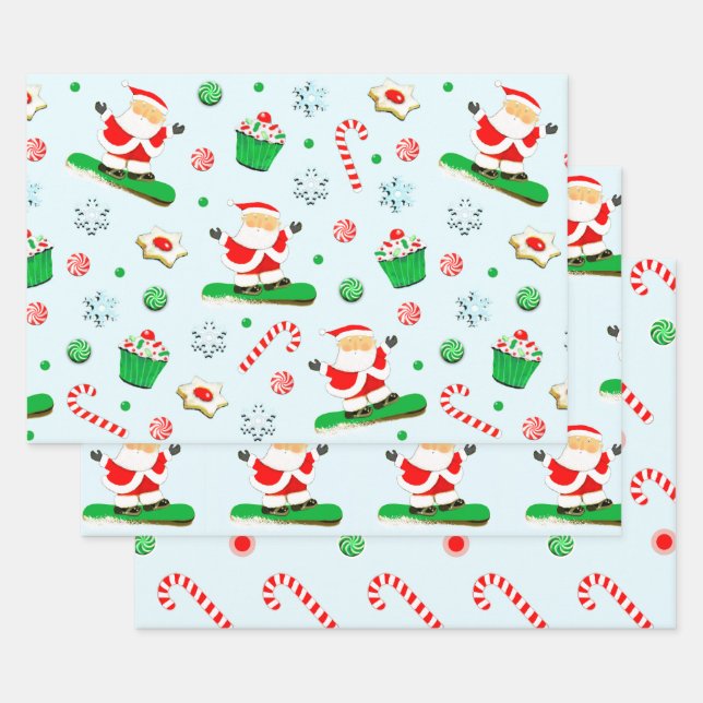 Feuille De Papier Cadeau Creative Snowboard Noël cadeau de vacances (Lot)