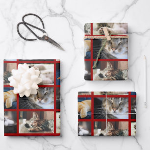 Feuille De Papier Cadeau Créez votre propre 5 photo Collage Bordure rouge