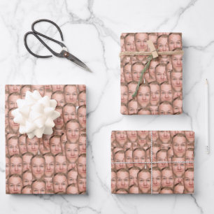 Feuille De Papier Cadeau Créez votre propre photo personnalisée Face drôle