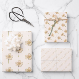 Feuille De Papier Cadeau Crème botanique vintage