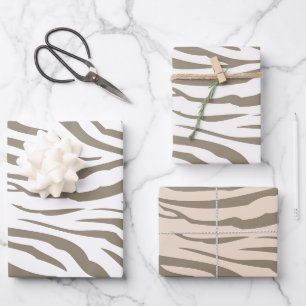 Feuille De Papier Cadeau Crème Brown blanc Zèbre imprimé