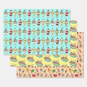 Feuille De Papier Cadeau Crème de glace à thème Anniversaire