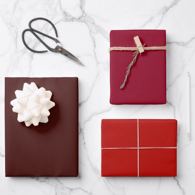 Feuille De Papier Cadeau Crimson clair Bourgogne Mahogany Rouge Tons 3 (Recto)